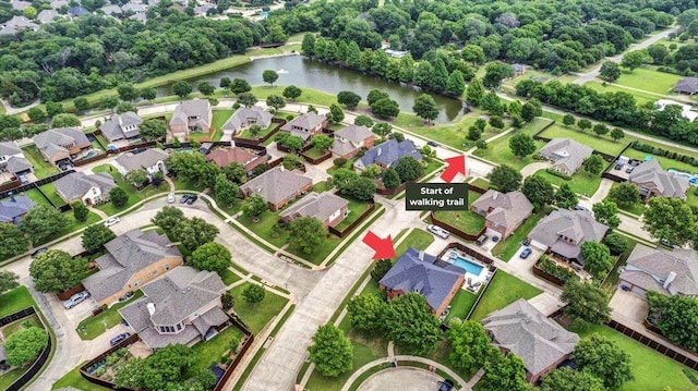 1516 Stonehill Ct, Allen, TX 75002 - aerial perspective of suburban area with a nearby body of water