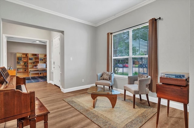 1516 Stonehill Ct, Allen, TX 75002 - living area featuring crown molding, baseboards, and wood finished floors