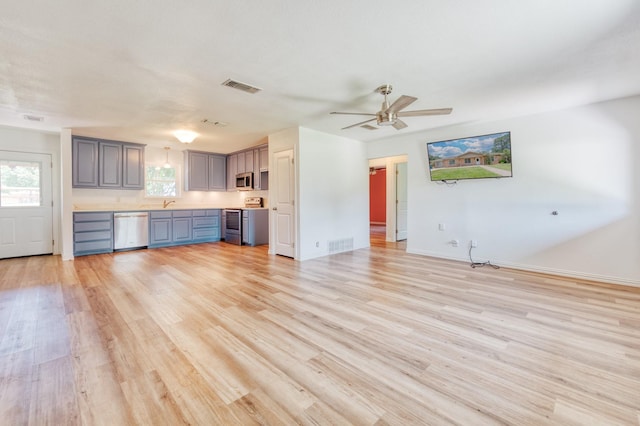 308 Larry Rd, Krugerville, TX 76227 - unfurnished living room with plenty of natural light and light wood finished floors