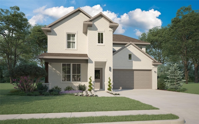 3905 Goodwin Dr, Mckinney, TX 75071 - view of front facade featuring driveway, a front yard, and brick siding