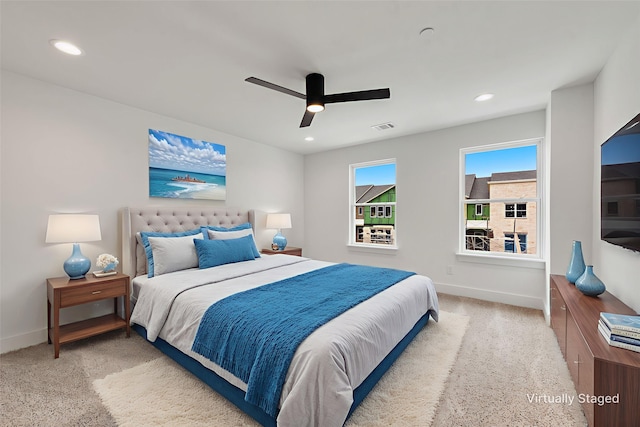 8901 Lowell St, Rowlett, TX 75089 - bedroom with baseboards, recessed lighting, and a ceiling fan