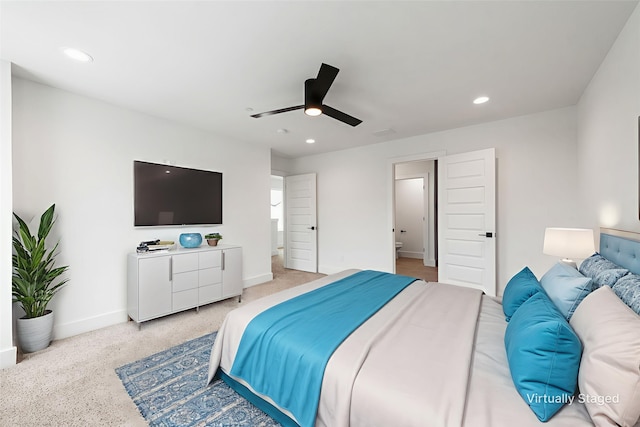 8901 Lowell St, Rowlett, TX 75089 - bedroom featuring recessed lighting, baseboards, a ceiling fan, and dark speckled floor
