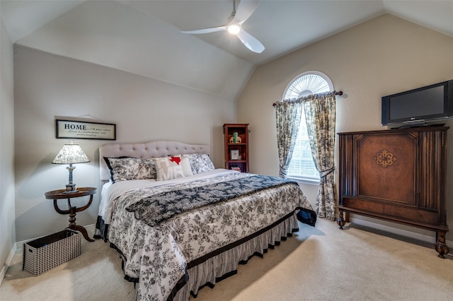 2841 Winding Creek Rd, Prosper, TX 75078 - carpeted bedroom with lofted ceiling, a ceiling fan, and baseboards