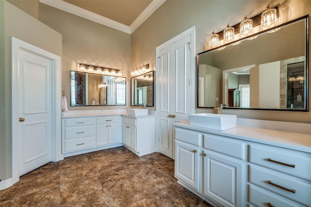 2841 Winding Creek Rd, Prosper, TX 75078 - full bath featuring ornamental molding, vanity, and plenty of natural light