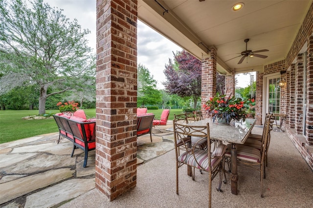 2841 Winding Creek Rd, Prosper, TX 75078 - view of patio with ceiling fan and outdoor dining area
