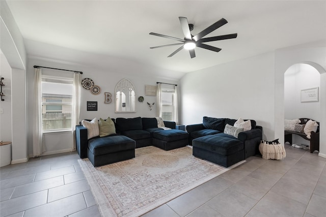 135 Pine Island Ln, Leander, TX 78641 - office featuring a ceiling fan, wood finished floors, brick wall, and baseboards
