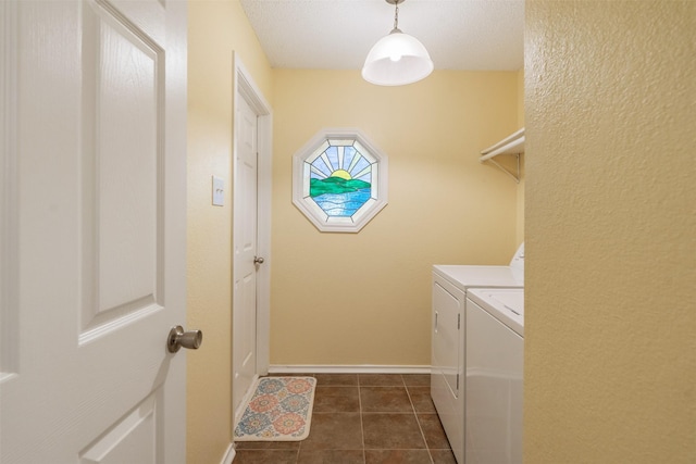 12752 Honeysuckle Cir, Eustace, TX 75124 - washroom featuring washer and clothes dryer and dark tile patterned floors