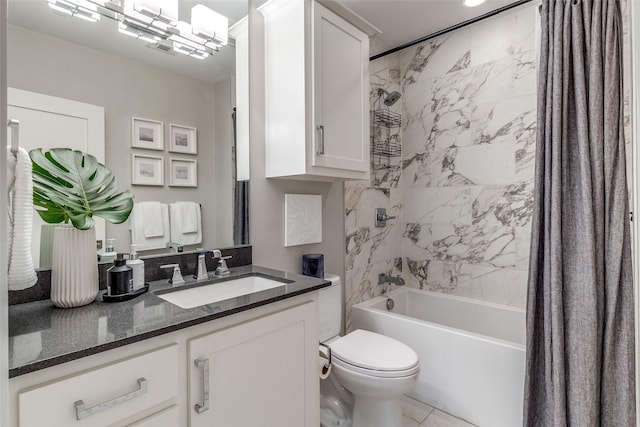 4121 Grassmere Ln Unit 3, University Park, TX 75205 - full bathroom featuring vanity, toilet, shower / bath combo with shower curtain, and tile patterned flooring