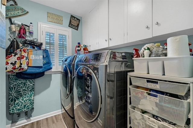 1016 Crestview Dr, Sherman, TX 75092 - laundry room with separate washer and dryer, cabinet space, and wood finished floors