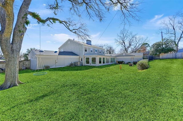 1016 Crestview Dr, Sherman, TX 75092 - back of property with a fenced backyard and a chimney