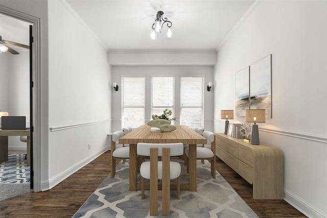 1208 Claire St, Lantana, TX 76226 - dining room with wood finished floors, ornamental molding, and ceiling fan