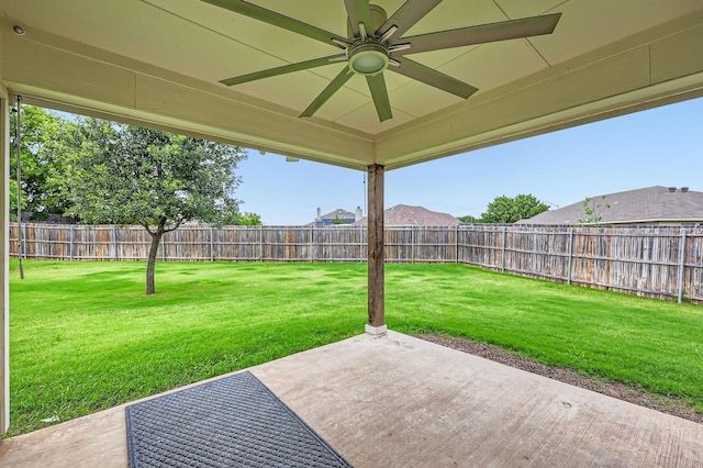 2124 Leonard Ranch Rd, Fort Worth, TX 76134 - view of yard featuring a patio and ceiling fan