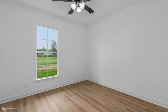 231 Ramsey, Stonewall, LA 71078 - empty room featuring light wood finished floors, ornamental molding, and ceiling fan