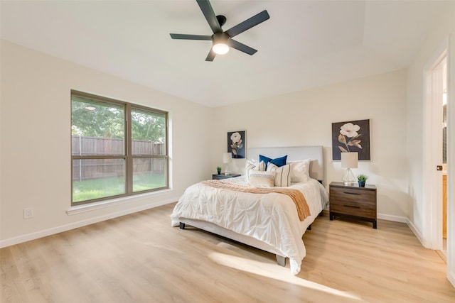 520 Oakcrest Dr, Coppell, TX 75019 - bedroom featuring light wood finished floors, baseboards, and ceiling fan