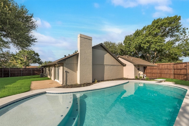 520 Oakcrest Dr, Coppell, TX 75019 - view of swimming pool with a diving board and cooling unit