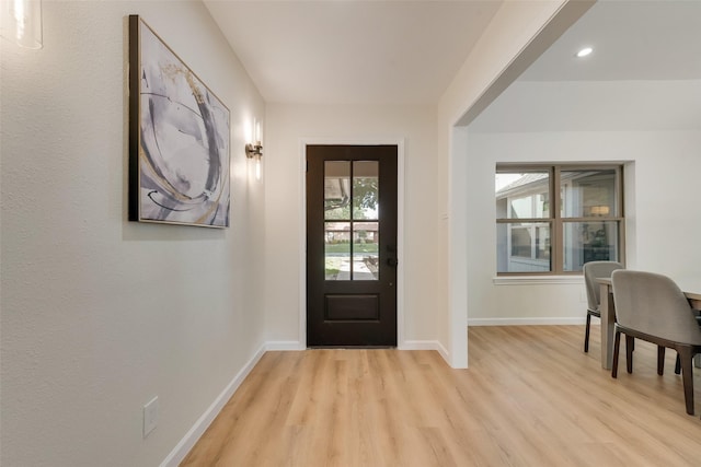 520 Oakcrest Dr, Coppell, TX 75019 - foyer entrance featuring light wood-type flooring, baseboards, and recessed lighting