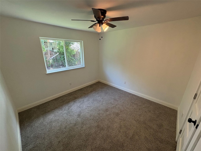 6805 Eagle Rock Dr, Fort Worth, TX 76133 - spare room with ceiling fan, dark colored carpet, and baseboards