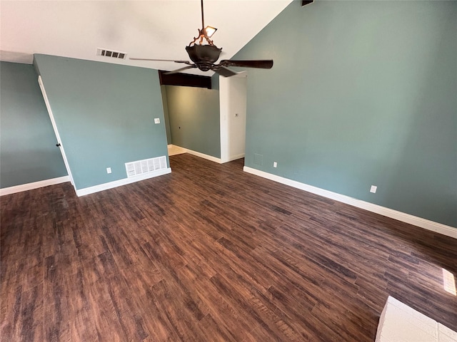 6805 Eagle Rock Dr, Fort Worth, TX 76133 - unfurnished room featuring a ceiling fan, baseboards, wood finished floors, and lofted ceiling