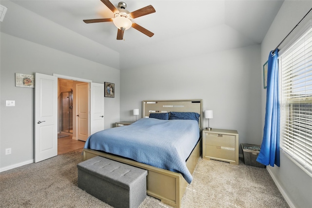 5637 Castle Peak Bnd, Fort Worth, TX 76126 - carpeted bedroom with lofted ceiling, baseboards, and ceiling fan
