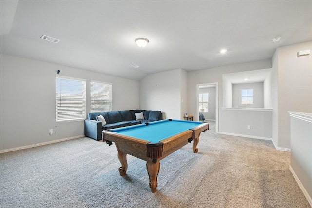 5637 Castle Peak Bnd, Fort Worth, TX 76126 - game room featuring billiards, carpet floors, plenty of natural light, and baseboards