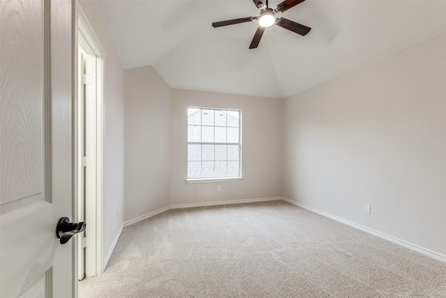 5312 Bellis Dr, Fort Worth, TX 76244 - spare room with a ceiling fan, carpet flooring, vaulted ceiling, and baseboards
