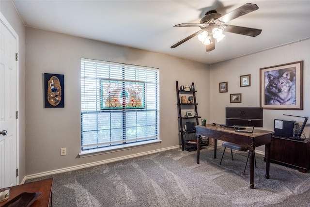 1520 Papeete Dr, Plano, TX 75075 - carpeted office featuring a ceiling fan and baseboards