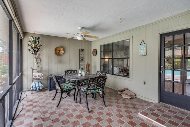 1520 Papeete Dr, Plano, TX 75075 - sunroom / solarium featuring a ceiling fan and outdoor dining area