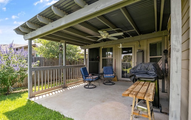 343 Highmeadow Dr, Aubrey, TX 76227 - view of patio with ceiling fan