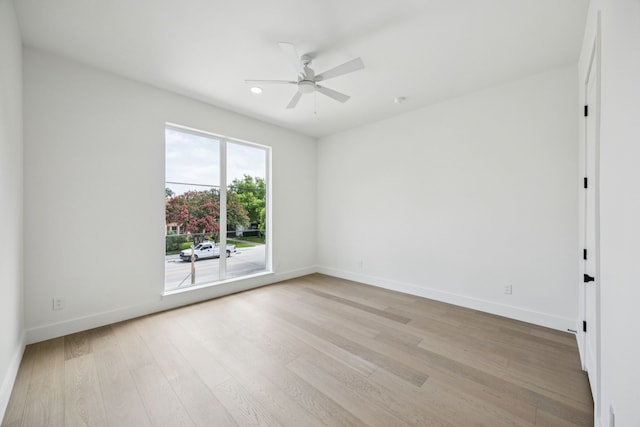 6244 Richmond Ave, Dallas, TX 75214 - empty room featuring light wood-type flooring, baseboards, a ceiling fan, and recessed lighting