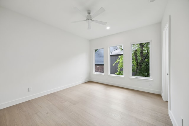 6244 Richmond Ave, Dallas, TX 75214 - empty room with baseboards, light wood finished floors, ceiling fan, and recessed lighting