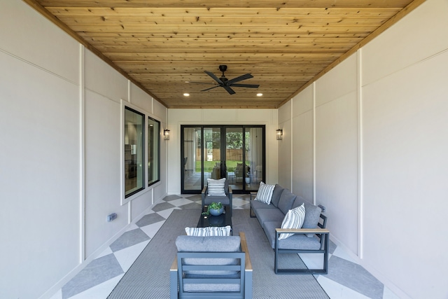 6244 Richmond Ave, Dallas, TX 75214 - view of patio / terrace with an outdoor hangout area, ceiling fan, and french doors