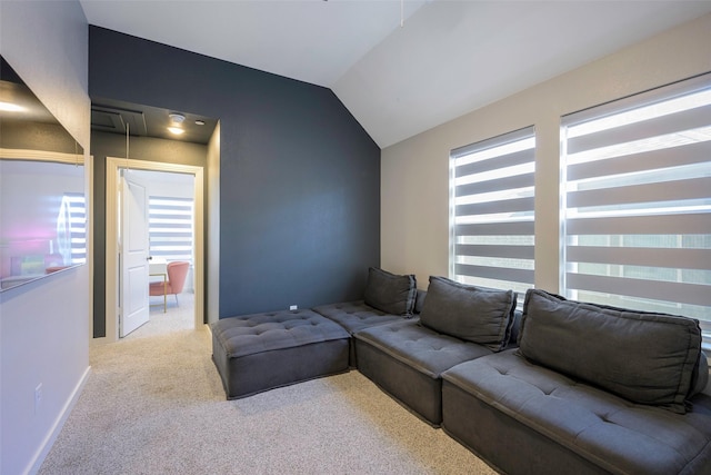 363 Somerville Dr, Mckinney, TX 75071 - carpeted living room with lofted ceiling and attic access