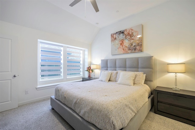 363 Somerville Dr, Mckinney, TX 75071 - bedroom with lofted ceiling, carpet, baseboards, and ceiling fan