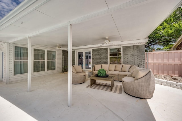 2617 Beechmont Dr, Dallas, TX 75228 - view of patio / terrace with ceiling fan, outdoor lounge area, and french doors