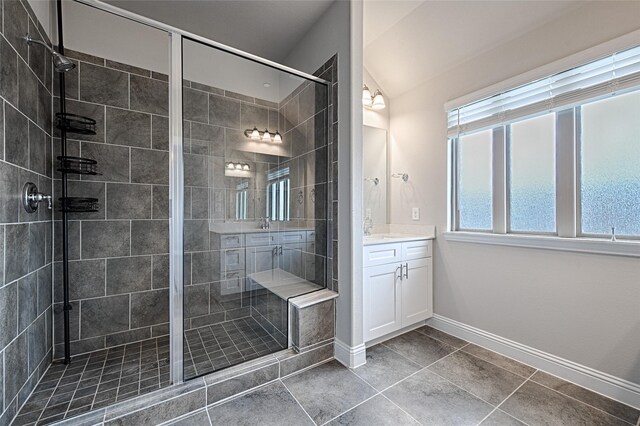 535 Teton St, Allen, TX 75002 - full bath with vanity, a shower stall, and tile patterned flooring