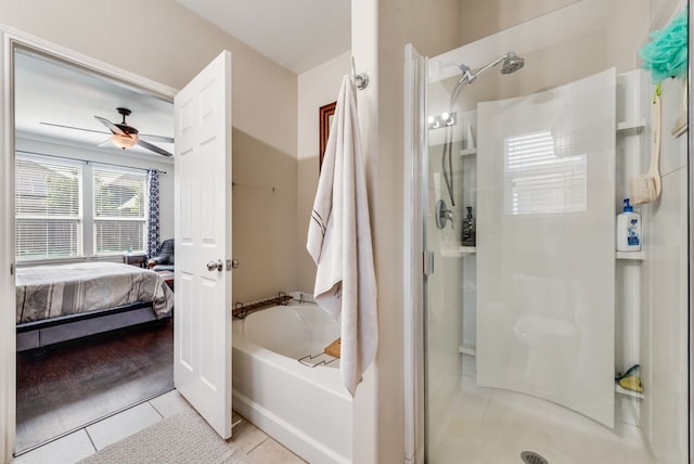 10237 Pyrite Dr, Fort Worth, TX 76131 - full bath featuring a shower stall, tile patterned floors, a bath, and connected bathroom