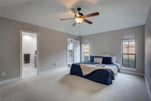 1220 Melony Dr, Sulphur Springs, TX 75482 - bedroom with carpet flooring, baseboards, ceiling fan, and ensuite bathroom