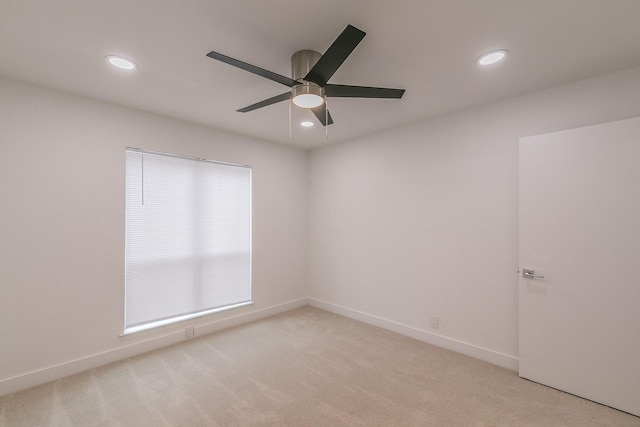 4851 Cedar Springs Rd Unit 175, Dallas, TX 75219 - unfurnished room featuring a ceiling fan, recessed lighting, light carpet, and baseboards