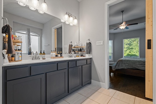 3204 Maplewood Dr, Mckinney, TX 75071 - full bathroom with ensuite bathroom, double vanity, and a ceiling fan