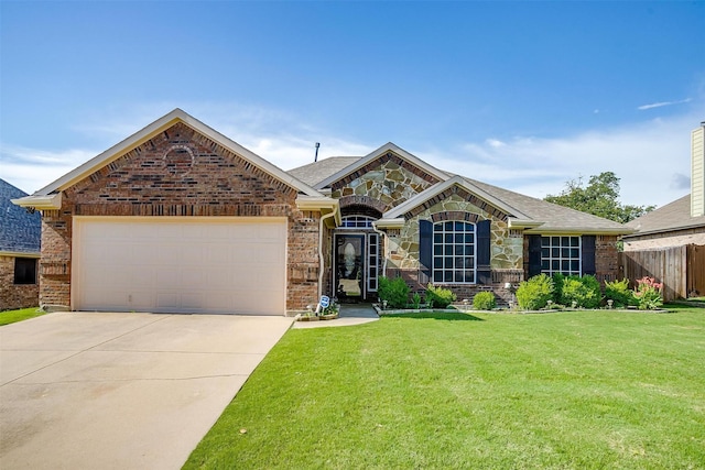 2134 Lorrie Ln, Weatherford, TX 76087 - french provincial home with concrete driveway, an attached garage, brick siding, and stone siding