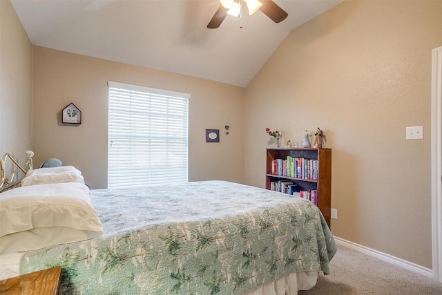 2134 Lorrie Ln, Weatherford, TX 76087 - carpeted bedroom featuring vaulted ceiling, baseboards, and a ceiling fan