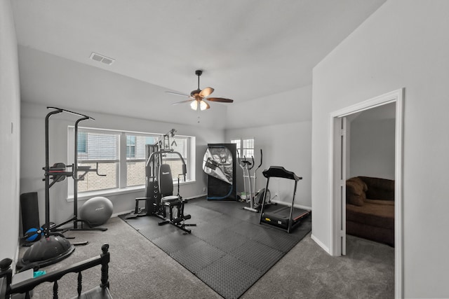 612 Wildriver Trl, Fort Worth, TX 76131 - workout room with a ceiling fan, baseboards, and vaulted ceiling