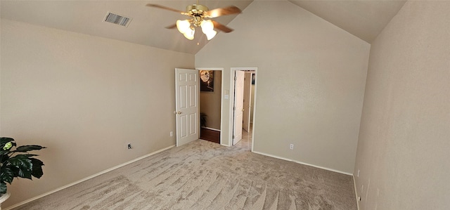 5632 Centeridge Dr, Dallas, TX 75249 - carpeted spare room with a ceiling fan, lofted ceiling, and baseboards