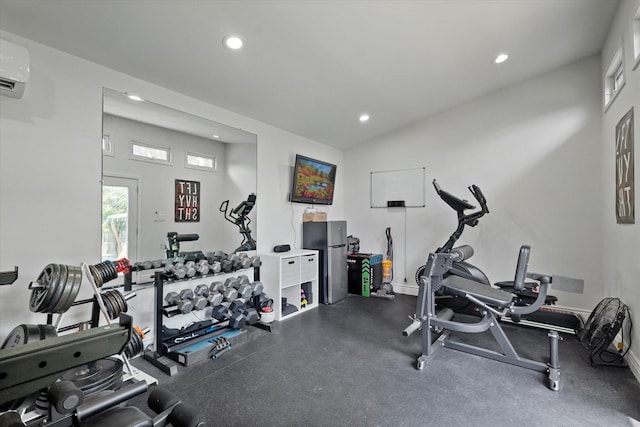 7204 Kingswood Dr, Fort Worth, TX 76133 - gym with recessed lighting and a wall unit AC