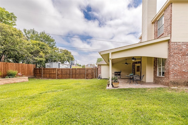 4406 Westcreek Ln, Sachse, TX 75048 - view of yard featuring ceiling fan and a patio area