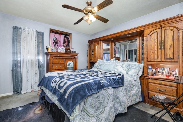 2530 Robin Ln, Garland, TX 75041 - carpeted bedroom featuring a ceiling fan