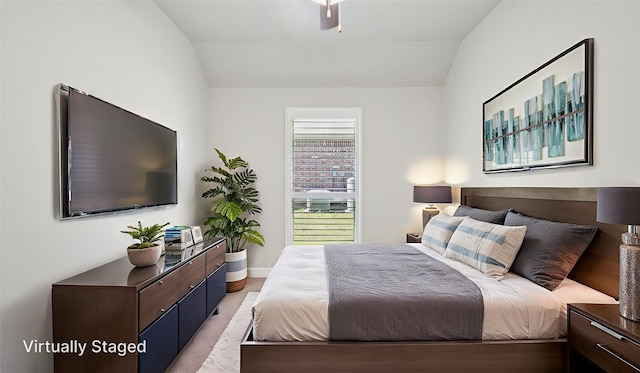 1530 Petaluma Dr, Rockwall, TX 75087 - bedroom with lofted ceiling and light carpet