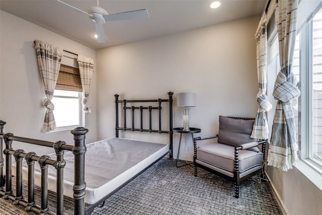1328 Madeline Pl Unit B, Fort Worth, TX 76107 - carpeted bedroom featuring recessed lighting, baseboards, and a ceiling fan
