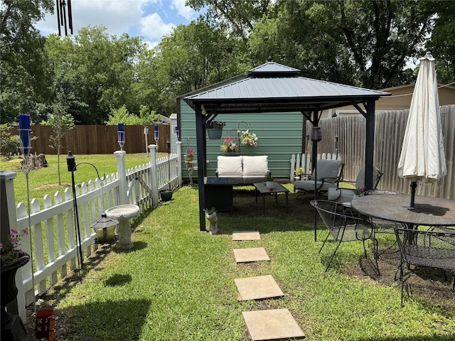 819 Beech St, Bonham, TX 75418 - view of yard featuring a gazebo and outdoor lounge area