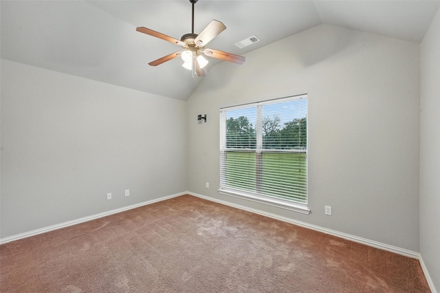 8109 County Road 804, Burleson, TX 76028 - empty room with vaulted ceiling, ceiling fan, and carpet